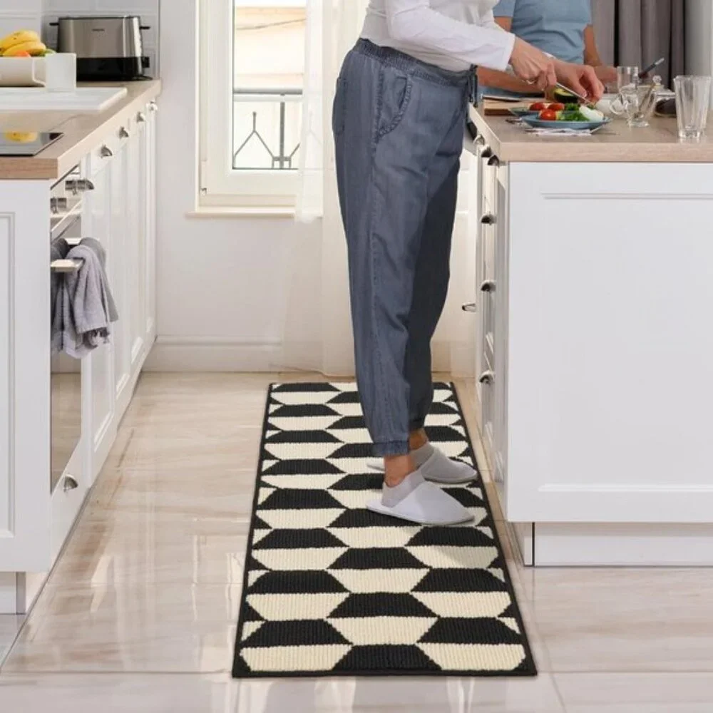 New Black Non-Slip Kitchen Mat, 47x17.7In Washable Stain-Resistant Rug for Floor